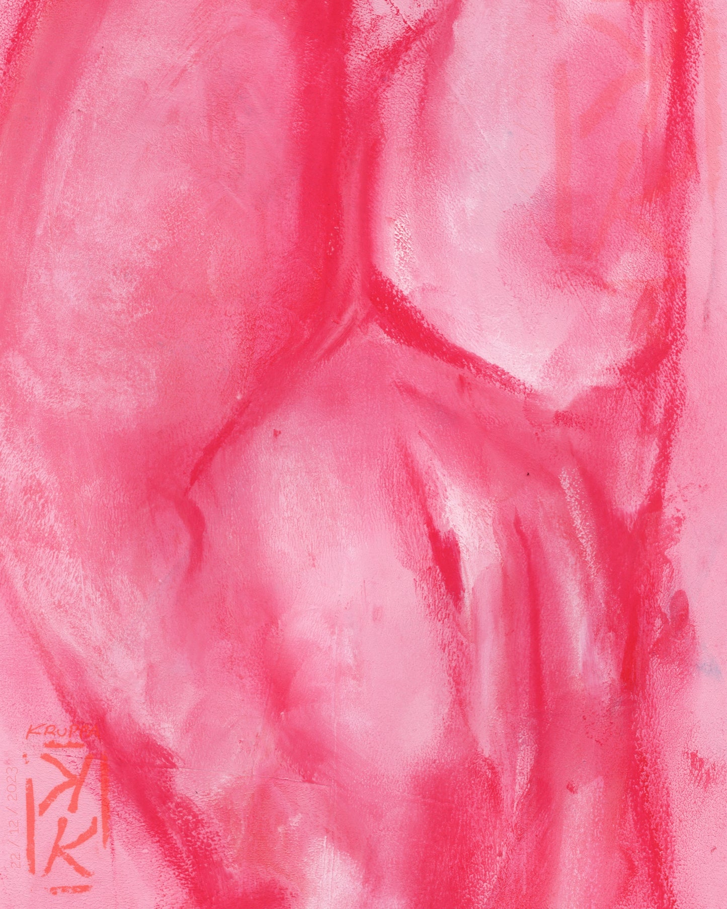 Original artwork, handmade nude artwork by Tobias Kruppa / soft pastels on acrylic primer / 21 cm x 29.7 cm / framed