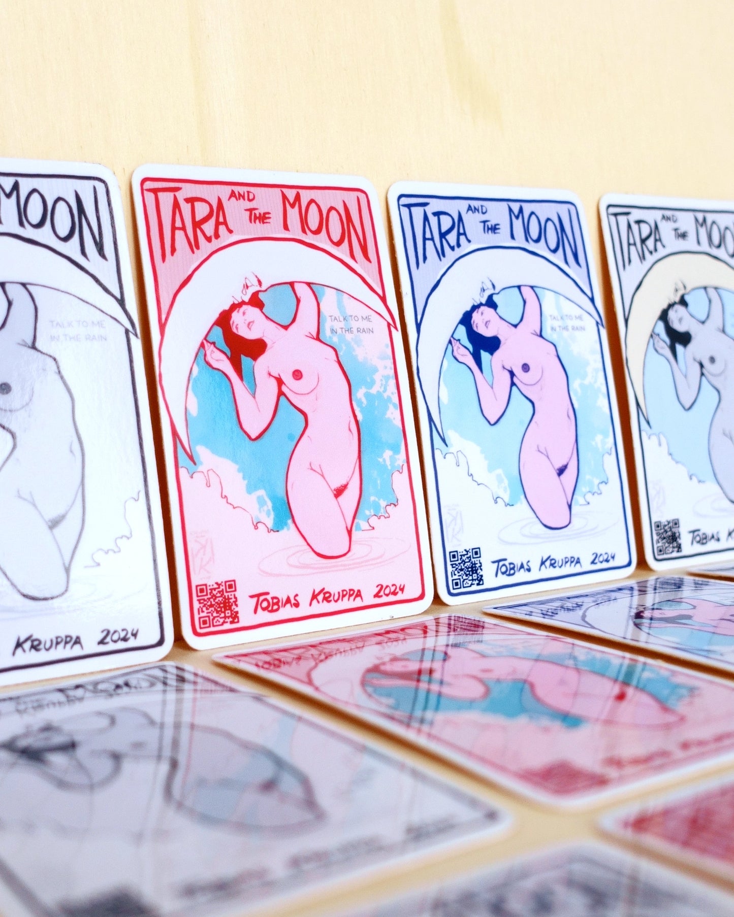 Nude Art Sticker Set "Tara and the Moon" (4 Stickers)