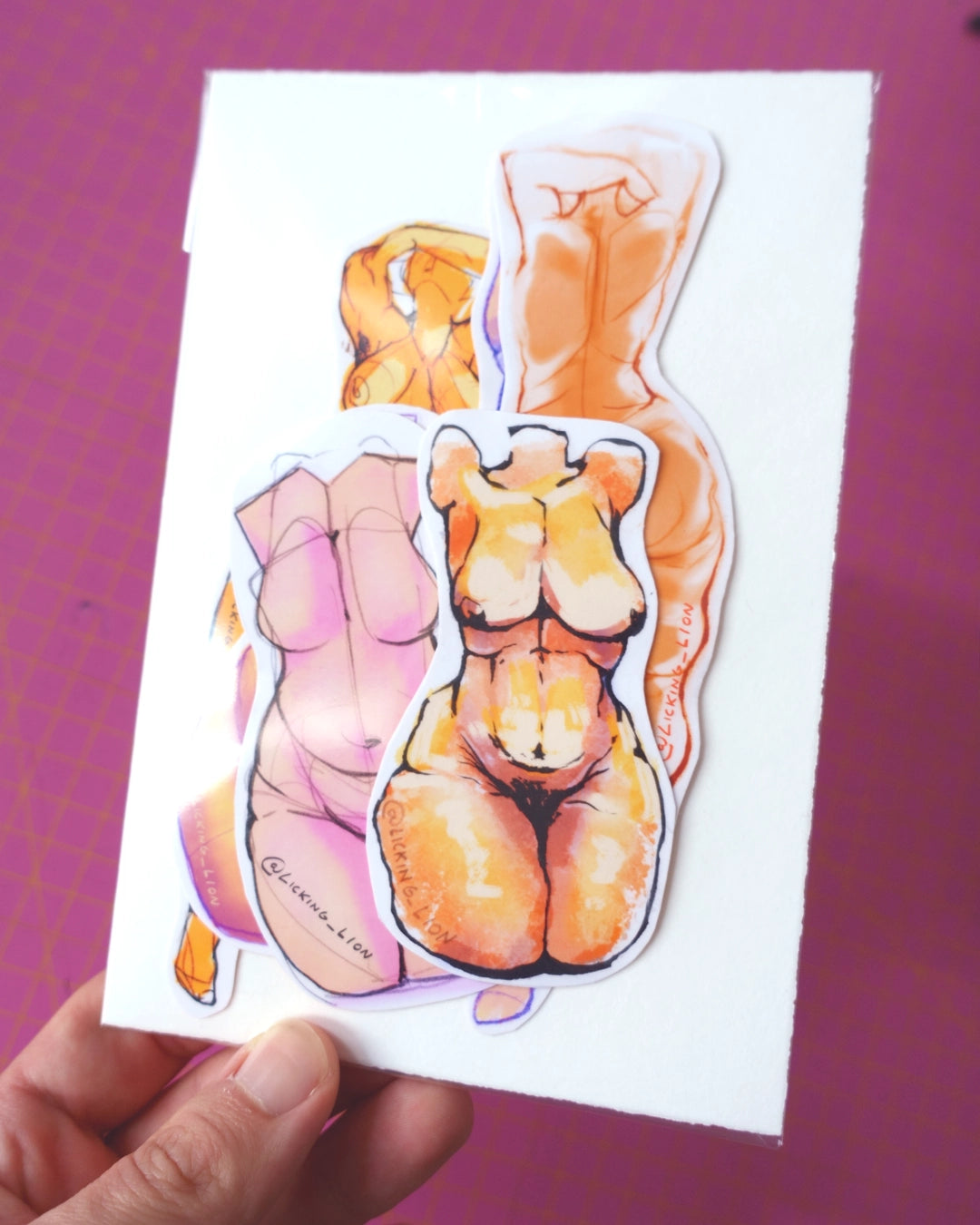 Nude Art Sticker Set "Orange Idols" (6 Stickers)