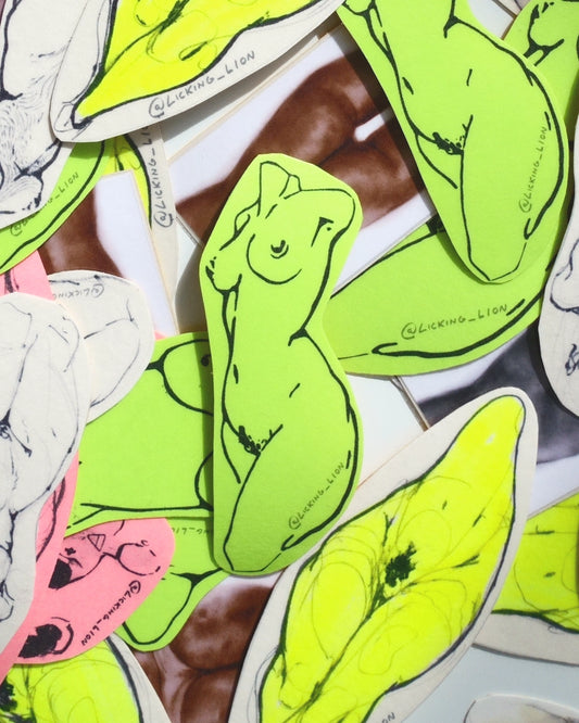Colorful handmade art stickers featuring beautiful female figure drawings in a variety of poses and styles. These unique and eye-catching stickers are perfect for decorating notebooks, laptops, water bottles, and more.